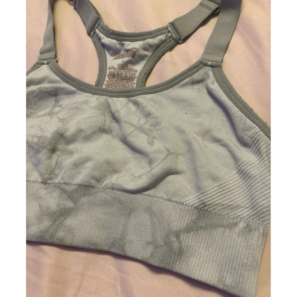 Avia Women's Grey Marble‎ Print Low Impact Sports Bra, Size Medium